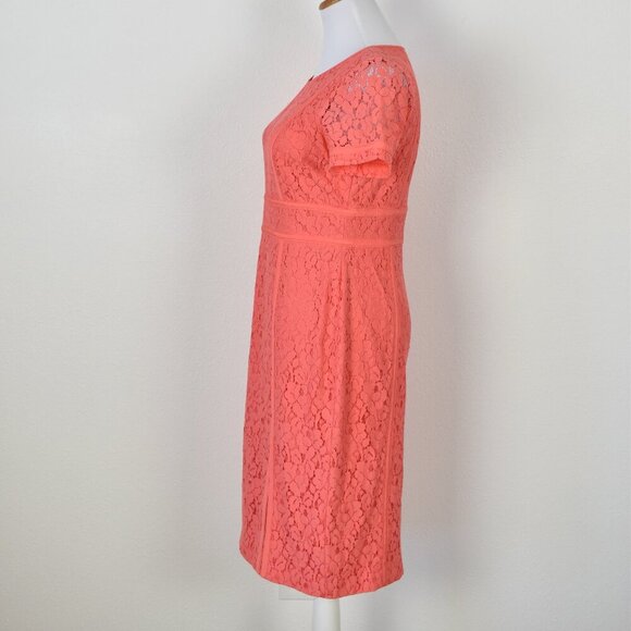 Calvin Klein Coral Lace Sheath Dress - 8 - Picture 8 of 9